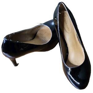 Corso Como Women's Del Black Patent Leather Size 9m Glossy 4 Inch Cone Heel